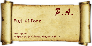 Puj Alfonz névjegykártya